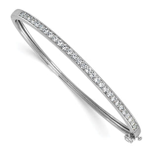Cheryl M Sterling Silver Rhodium-plated Polished CZ Hinged Bangle (Style QCM1775)