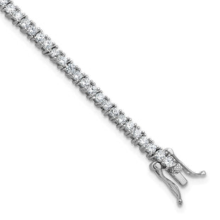 Cheryl M Sterling Silver Rhodium-plated Polished CZ with Safety Clasp Tennis Bracelet (Style QCM1778-6.75)