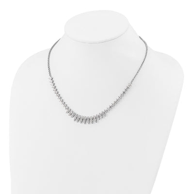 Cheryl M Sterling Silver Rhodium-plated Polished Fancy CZ Necklace, 18 x 10.8mm