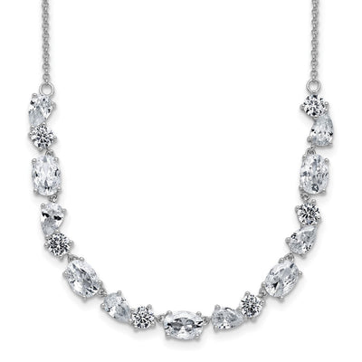 Cheryl M Sterling Silver Rhodium-plated Polished Fancy CZ Necklace, 18 x 5.1mm