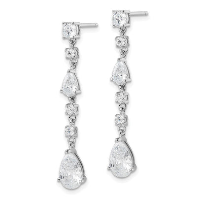 Cheryl M Sterling Silver Rhodium-plated Polished Fancy CZ Teardrop Post Dangle Earrings, 41 x 6.5mm