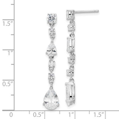 Cheryl M Sterling Silver Rhodium-plated Polished Fancy CZ Teardrop Post Dangle Earrings, 41 x 6.5mm