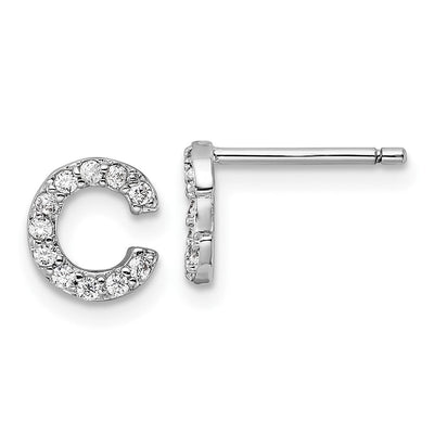 Cheryl M Sterling Silver Rhodium-plated Polished CZ Initial Post Earrings