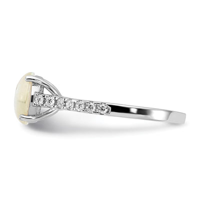 Cheryl M Sterling Silver Rhodium-plated Polished Lab Created Opal and CZ Ring