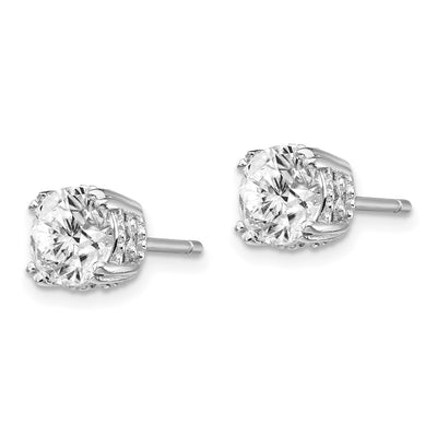 Cheryl M Sterling Silver Rhodium-plated Round Brilliant-cut CZ Post Stud Earrings