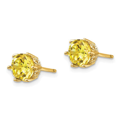 Cheryl M Sterling Silver Gold-plated Yellow Brilliant-cut CZ Stud Post Earrings