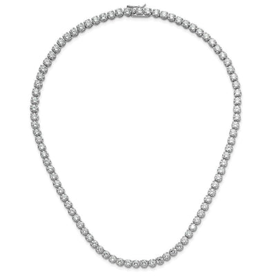 Cheryl M Sterling Silver Rhodium-plated Brilliant-cut CZ Necklace, 18 x 5mm