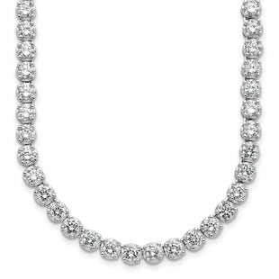 Cheryl M Sterling Silver Rhodium-plated Brilliant-cut CZ Necklace (Style QCM675-18)