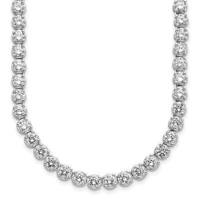 Cheryl M Sterling Silver Rhodium-plated Brilliant-cut CZ Necklace, 18 x 5mm