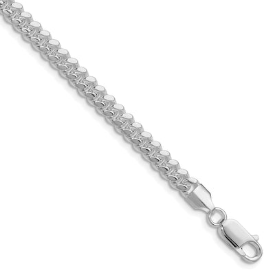 Sterling Silver Rhodium-plated Polished Domed Curb Bracelet, 7 x 5.7mm