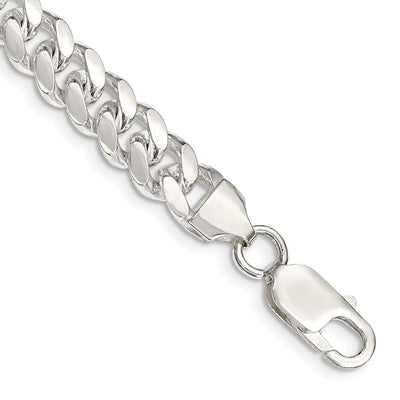 Sterling Silver Polished Domed Curb Chain, 8 x 7.8mm