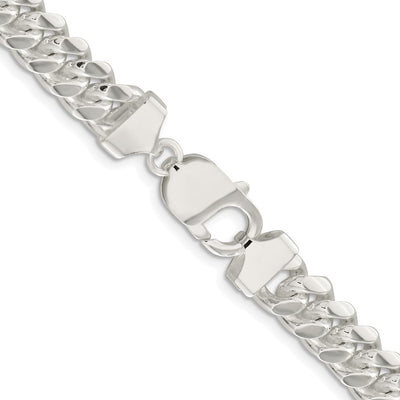 Sterling Silver Rhodium-plated Polished Domed Curb Chain, 8 x 9mm