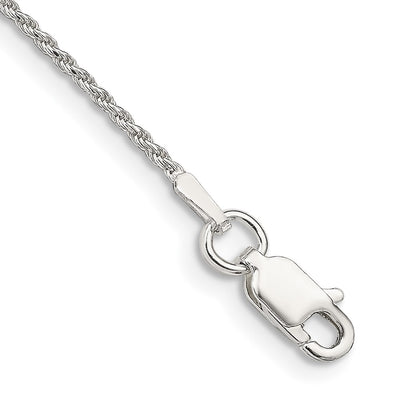 Sterling Silver Diamond-cut Rope Chain Anklet, 9 x 1.2mm