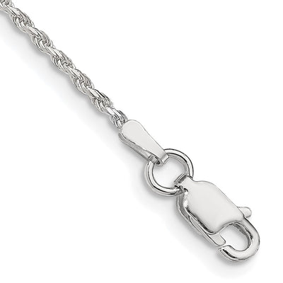 Sterling Silver Diamond-cut Rope Chain Anklet, 9 x 1.5mm