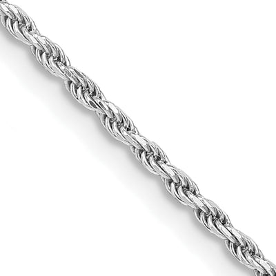 Sterling Silver Rhodium-plated Diamond-cut Rope Chain w/2in ext., 20 x 1.7mm