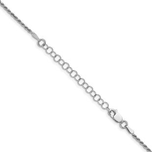 Sterling Silver Rhodium-plated Diamond-cut Rope Chain w/2in ext. (Style QDC025RH-18)