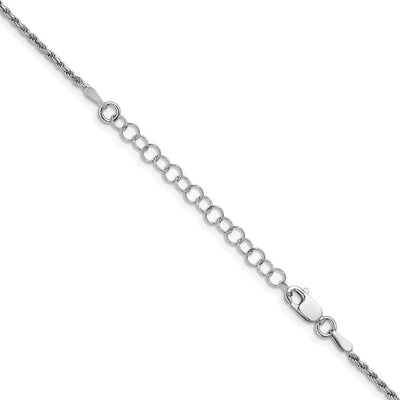 Sterling Silver Rhodium-plated Diamond-cut Rope Chain w/2in ext., 20 x 1.7mm