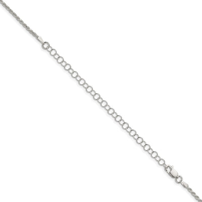 Sterling Silver Diamond-cut Rope Chain w/2in ext., 20 x 1.85mm