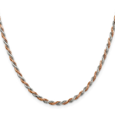 Sterling Silver And Rose Vermeil Diamond-cut Rope Chain