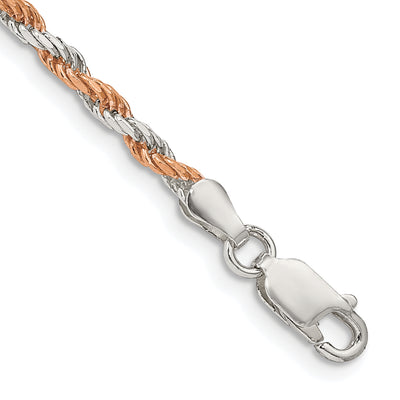 Sterling Silver And Rose Vermeil Diamond-cut Rope Bracelet