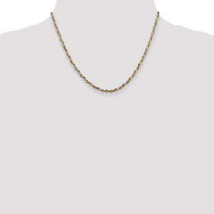 Sterling Silver And Vermeil Diamond-cut Rope Chain (Style QDCY060-18)
