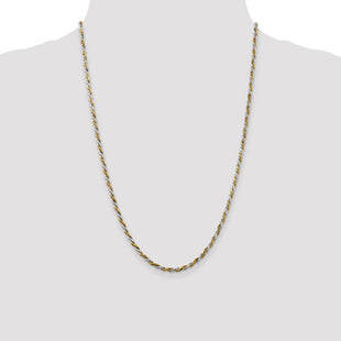 Sterling Silver And Vermeil Diamond-cut Rope Chain (Style QDCY060-24)