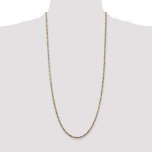 Sterling Silver And Vermeil Diamond-cut Rope Chain (Style QDCY060-30)