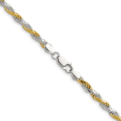 Sterling Silver And Vermeil Diamond-cut Rope Chain, 18 x 3.5mm