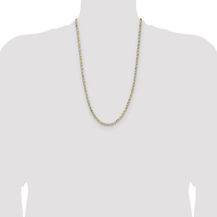 Sterling Silver And Vermeil Diamond-cut Rope Chain (Style QDCY080-26)