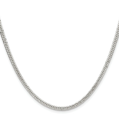 Sterling Silver Rhodium-plated Double Diamond-cut Curb Chain, 16 x 3mm