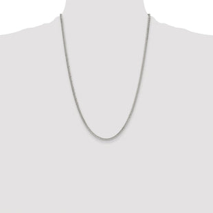 Sterling Silver Rhodium-plated Double Diamond-cut Curb Chain (Style QDD060R-24)