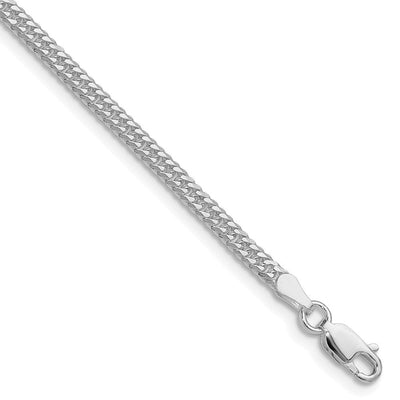 Sterling Silver Rhodium-plated Double Diamond-cut Curb Chain, 16 x 3mm