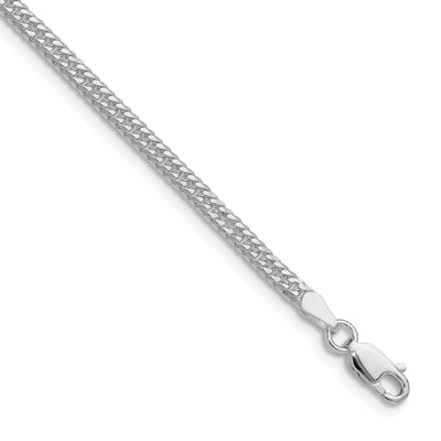 Sterling Silver Rhodium-plated Double Diamond-cut Curb Chain, 16 x 3mm