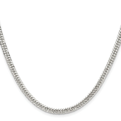 Sterling Silver Polished Double Diamond-cut Curb Chain, 16 x 3.9mm