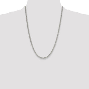 Sterling Silver Polished Double Diamond-cut Curb Chain (Style QDD080-24)