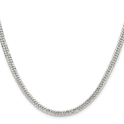 Sterling Silver Rhodium-plated Double Diamond-cut Curb Chain, 16 x 3.9mm