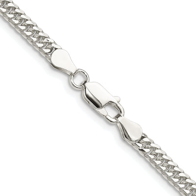 Sterling Silver Rhodium-plated Double Diamond-cut Curb Chain, 16 x 3.9mm
