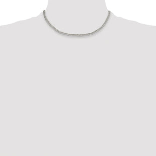 Sterling Silver Rhodium-plated Double Diamond-cut Curb Chain (Style QDD080R-16)