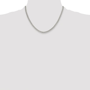 Sterling Silver Rhodium-plated Double Diamond-cut Curb Chain (Style QDD080R-18)