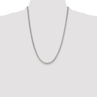 Sterling Silver Rhodium-plated Double Diamond-cut Curb Chain (Style QDD080R-24)