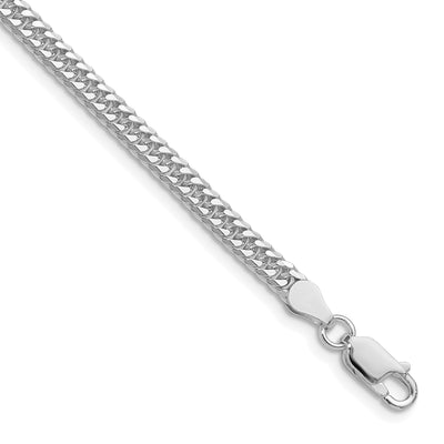 Sterling Silver Rhodium-plated Double Diamond-cut Curb Chain, 16 x 3.9mm