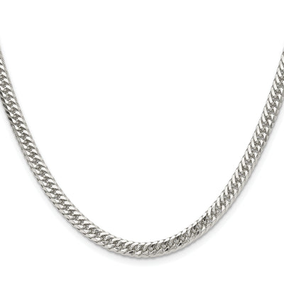 Sterling Silver Polished Double Diamond-cut Curb Chain, 16 x 4.8mm