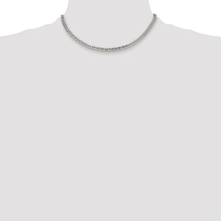 Sterling Silver Polished Double Diamond-cut Curb Chain