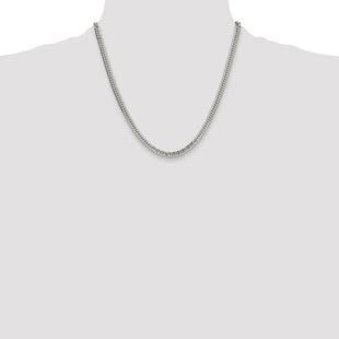 Sterling Silver Polished Double Diamond-cut Curb Chain