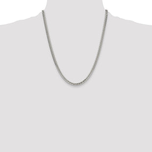 Sterling Silver Polished Double Diamond-cut Curb Chain