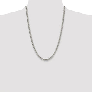 Sterling Silver Rhodium-plated Double Diamond-cut Curb Chain (Style QDD100R-24)
