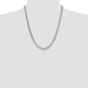Sterling Silver Polished Double Diamond-cut Curb Chain (Style QDD120-22)