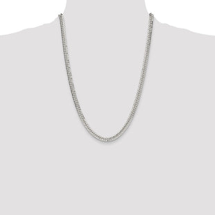 Sterling Silver Polished Double Diamond-cut Curb Chain (Style QDD120-24)