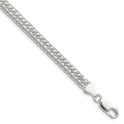 Sterling Silver Polished Double Diamond-cut Curb Bracelet, 7 x 5.7mm