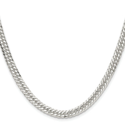 Sterling Silver Rhodium-plated Double Diamond-cut Curb Chain, 16 x 5.7mm
